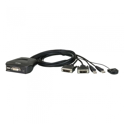 2-poorts USB DVI-kabel KVM-switch met externe poortselectieschakelaar