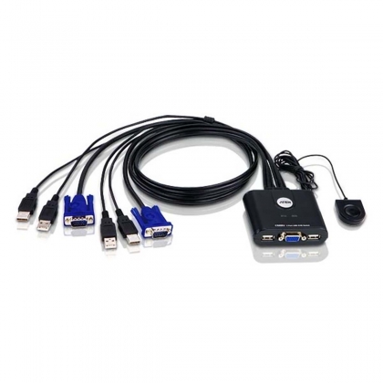 2-Poorts USB VGA-kabel KVM-switch met externe poortselectieschakelaar