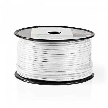 Coaxkabel op Haspel | Mini Coax | 75 Ohm | Enkelvoudig Afgeschermd | ECA | 100.0 m | Coax | PVC | Wit | Rol