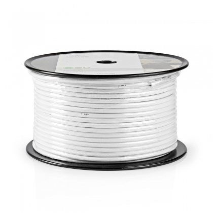 Coaxkabel op Haspel | Coax 12 | 75 Ohm | Dubbel Afgeschermd | ECA | 100.0 m | Coax | PVC | Wit | Rol