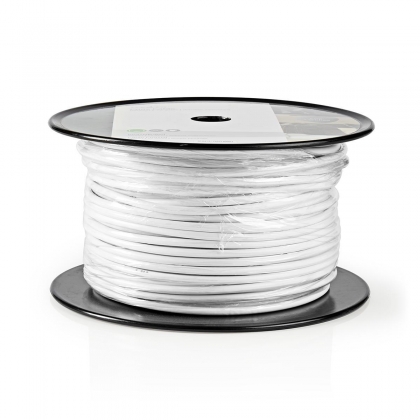 Coaxkabel op Haspel | RG59U | 75 Ohm | Dubbel Afgeschermd | ECA | 100.0 m | Coax | PVC | Wit | Rol