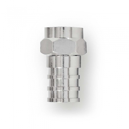 F-Connector | Recht | Male | Vernikkeld | 75 Ohm | Krimp | Diameter kabelinvoer: 7.0 mm | Koper | Zilver | 2 Stuks | Window Box