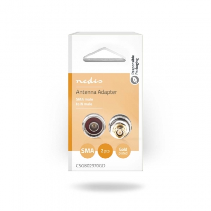 SMA-Adapter | SMA Male | N-Male | Verguld | 50 Ohm | Recht | Koper | Goud / Zilver | 2 Stuks | Doos