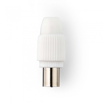 IEC (Coax) Connector | Recht | Male | Vernikkeld | 75 Ohm | Schroef | Diameter kabelinvoer: 7.0 mm | Metaal / Polyvinylchloride (PVC) | Wit | 2 Stuks | Doos