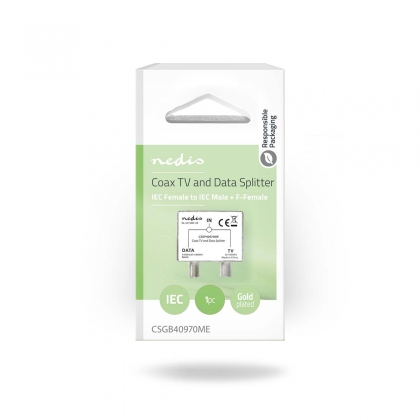 Satelliet- en Antenne-Adapter | IEC (Coax) Female | F-Female / IEC (Coax) Male | Vernikkeld | 75 Ohm | Recht | Metaal | Metaal / Zilver | 1 Stuks | Doos