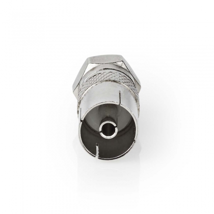 Satelliet- en Antenne-Adapter | F-Male | IEC (Coax) Female | Vernikkeld | 75 Ohm | Recht | Metaal | Zilver | 1 Stuks | Doos