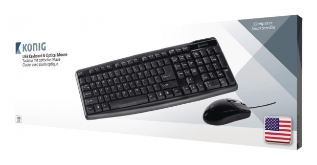 Bedrade Muis en Keyboard Standaard USB US International Zwart
