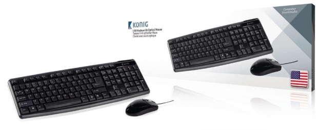 Bedrade Muis en Keyboard Standaard USB US International Zwart