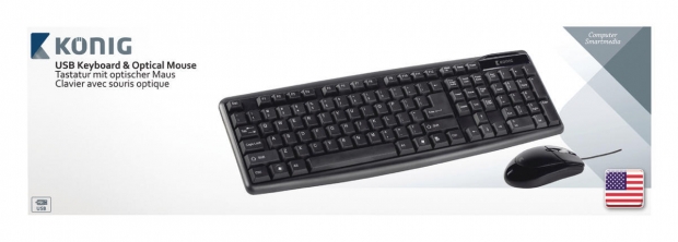 Bedrade Muis en Keyboard Standaard USB US International Zwart