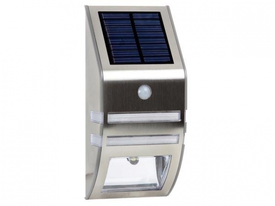 SOLAR TUINWANDLAMP IN ROESTVRIJ STAAL + PIR 0.5 W