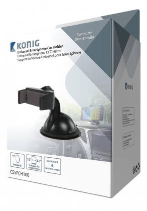 Universal Smartphone Mount In-Car Window and Dashboard Zwart