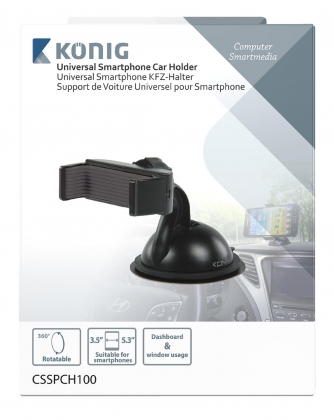 Universal Smartphone Mount In-Car Window and Dashboard Zwart