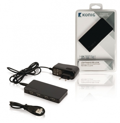 7 Poorten Hub USB 2.0 Gevoed Zwart