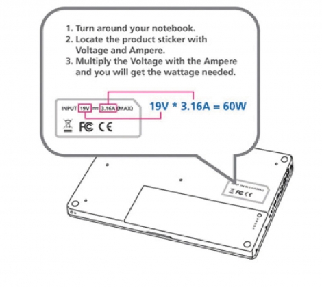 Notebookadapter 15 / 16 / 19.5 VDC 90 W