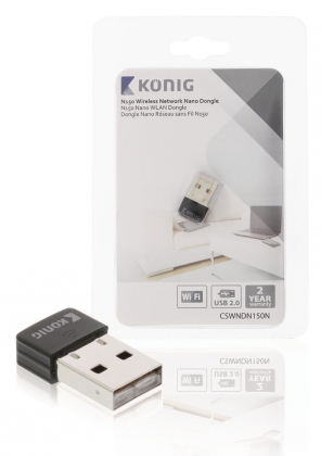 Draadloze USB-Adapter N150 2.4 GHz Wi-Fi Zwart