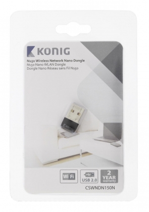 Draadloze USB-Adapter N150 2.4 GHz Wi-Fi Zwart