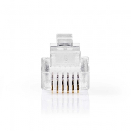 Telecom-Connector | Type Aansluiting: RJ12 | Recht | Connectorplating: Goud Verguld | PVC | Transparant