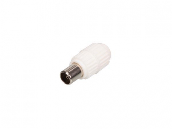 TV-PLUG MANNELIJK 9.5mm/2.3mm - PLASTIEK - WIT