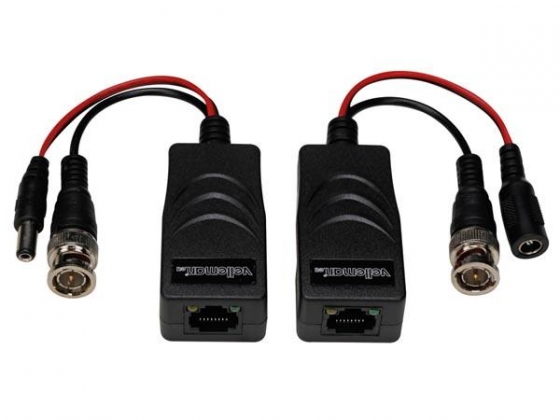 TVI VIDEO-/ VOEDINGSBALUN MET 8P8C (RJ45) CONNECTOR EN BNC/VOEDINGSKABELS - PAAR