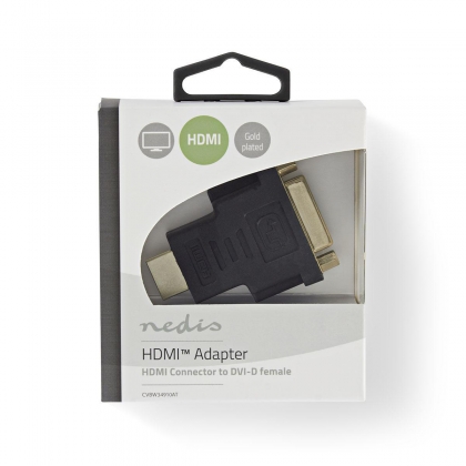 HDMI™-Adapter | HDMI™ Connector | DVI-D 24+1-Pins Female | Verguld | Recht | ABS | Antraciet | 1 Stuks | Doos