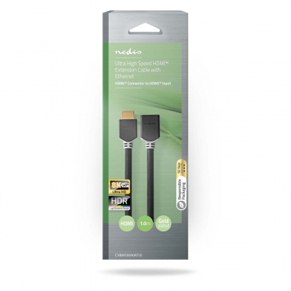 High Speed ​​HDMI™-Kabel met Ethernet | HDMI™ Connector | HDMI™ Output | 8K@60Hz | eARC | 48 Gbps | 1.00 m | Rond | PVC | Antraciet | Doos