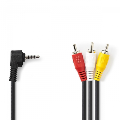 Audio-Videokabel | 3,5 mm Male | 3x RCA Male | Vernikkeld | 2.00 m | Rond | PVC | Zwart