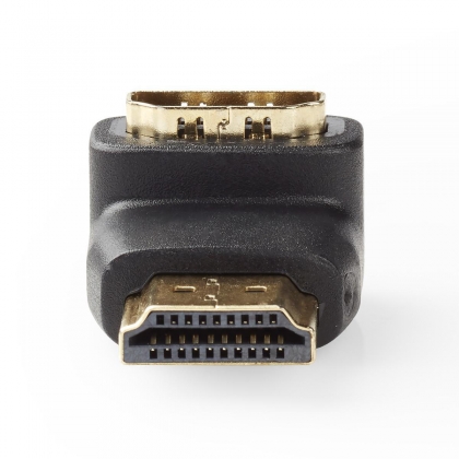 HDMI™-Adapter | HDMI™ Connector | HDMI™ Female | Verguld | 90° Gehoekt | ABS | Zwart