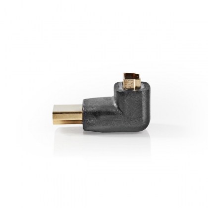 HDMI™-Adapter | HDMI™ Connector | HDMI™ Female | Verguld | 270° Gehoekt | ABS | Zwart