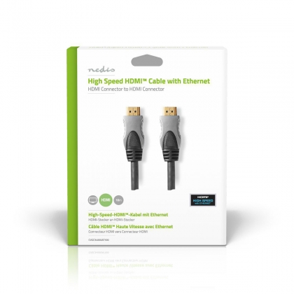 High Speed ​​HDMI™-Kabel met Ethernet | HDMI™ Connector | HDMI™ Connector | 4K@30Hz | 10.2 Gbps | 10.0 m | Rond | PVC | Zwart | Doos