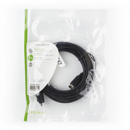 S-Video-Kabel | S-Video Male | S-Video Male | Vernikkeld | 480i | 5.00 m | Rond | PVC | Zwart | Polybag