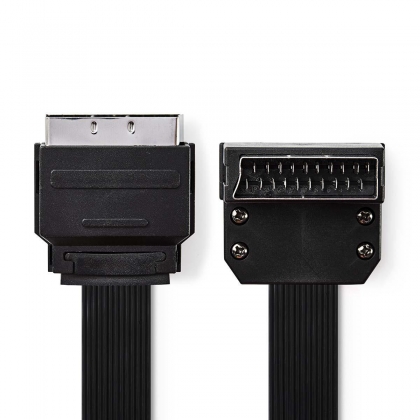 SCART-Kabel | SCART Male | SCART Male | Vernikkeld | 480p | 2.00 m | Plat | PVC | Zwart | Envelop