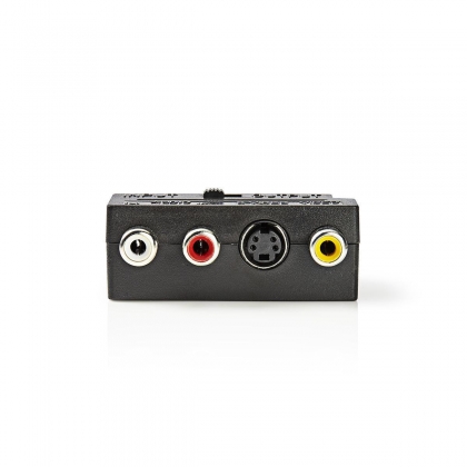 Schakelbare SCART-Adapter | SCART Male - S-Video Female + 3x RCA Female | Zwart