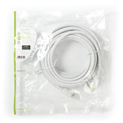 High Speed ​​HDMI™-Kabel met Ethernet | HDMI™ Connector | HDMI™ Connector | 4K@30Hz | 10.2 Gbps | 10.0 m | Rond | PVC | Wit | Polybag