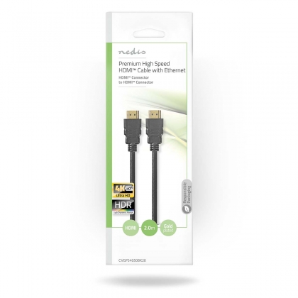 Premium High Speed ​​HDMI™-Kabel met Ethernet | HDMI™ Connector | HDMI™ Connector | 4K@60Hz | 18 Gbps | 2.00 m | Rond | PVC | Zwart | Polybag