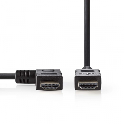 High Speed ​​HDMI™-Kabel met Ethernet | Links Gehoekte HDMI™ Connector | HDMI™ Connector | 4K@30Hz | 10.2 Gbps | 1.50 m | Rond | PVC | Zwart | Polybag