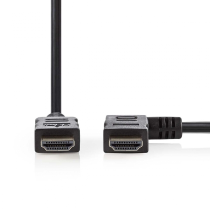 High Speed ​​HDMI™-Kabel met Ethernet | Rechts Gehoekte HDMI™ Connector | HDMI™ Connector | 4K@30Hz | 10.2 Gbps | 1.50 m | Rond | PVC | Zwart | Envelop