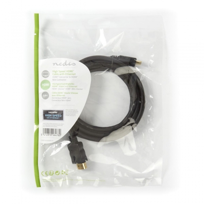 High Speed HDMI™-kabel met Ethernet | HDMI™-connector - HDMI™-mini-connector | 2,0 m | Zwart