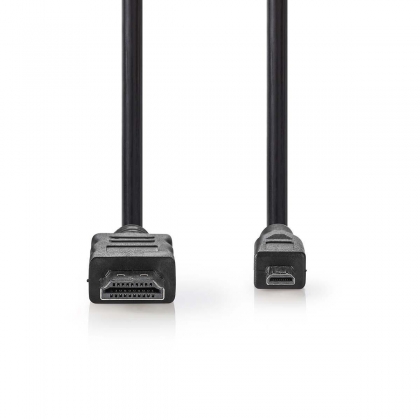 High Speed ​​HDMI™-Kabel met Ethernet | HDMI™ Connector | HDMI™ Micro-Connector | 4K@30Hz | 10.2 Gbps | 1.50 m | Rond | PVC | Zwart | Envelop