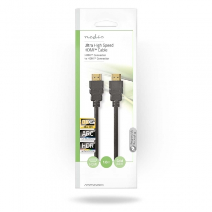 Ultra High Speed ​​HDMI™-Kabel | HDMI™ Connector | HDMI™ Connector | 8K@60Hz | 48 Gbps | 1.00 m | Rond | 6.0 mm | Zwart | Polybag