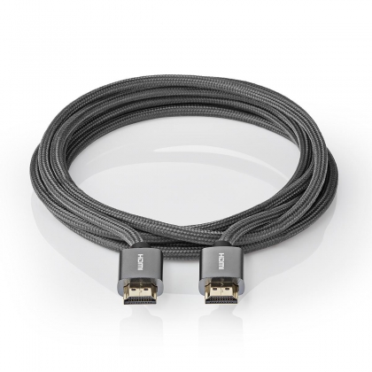 High Speed HDMI-kabel 5 meter met Ethernet | HDMI™-Connector - HDMI™-Connector | Gun Metal Grey | Gevlochten Kabel