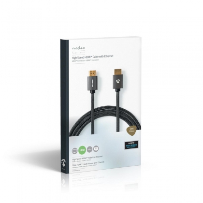 High Speed HDMI-kabel 5 meter met Ethernet | HDMI™-Connector - HDMI™-Connector | Gun Metal Grey | Gevlochten Kabel