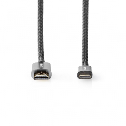 High Speed HDMI™-Kabel 2 meter met Ethernet | HDMI™-Connector - HDMI™-Ministekker | Gun Metal Grey | Gevlochten Kabel