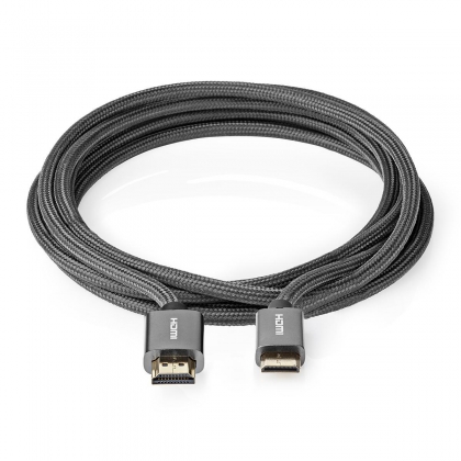 High Speed HDMI™-Kabel 2 meter met Ethernet | HDMI™-Connector - HDMI™-Ministekker | Gun Metal Grey | Gevlochten Kabel