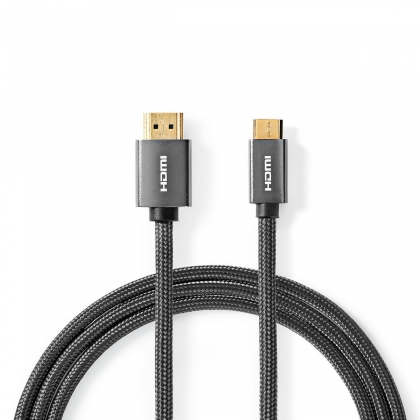 High Speed HDMI™-Kabel 2 meter met Ethernet | HDMI™-Connector - HDMI™-Ministekker | Gun Metal Grey | Gevlochten Kabel