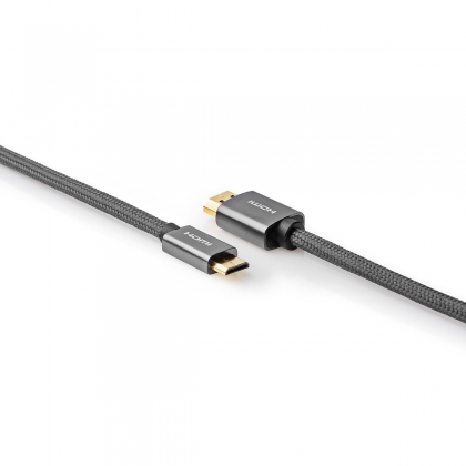 High Speed HDMI™-Kabel 2 meter met Ethernet | HDMI™-Connector - HDMI™-Ministekker | Gun Metal Grey | Gevlochten Kabel