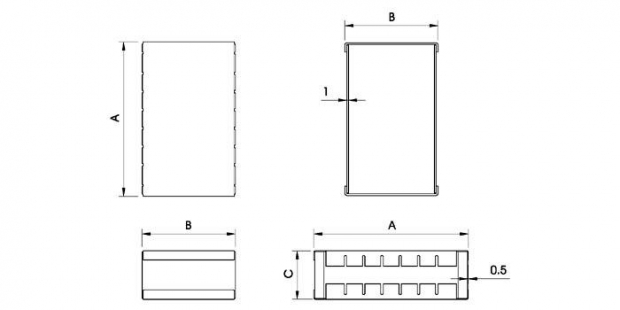 DUBBELE RFI BEHUIZING - 54 x 50 x 26mm