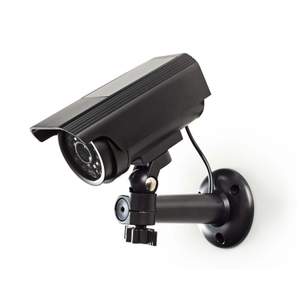 Dummy Beveiligingscamera | Bullet | IP44 | Batterij Gevoed / Solar Powered | Buiten | Inclusief muurbeugel | Zwart