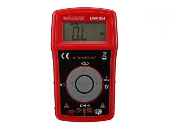 DIGITALE MULTIMETER - AUTOMATISCHE BEREIKINSTELLING - CAT III 300 V / CAT II 500 V - 2000 COUNTS - MET DATA HOLD-FUNCTIE EN ACHTERGRONDVERLICHTING