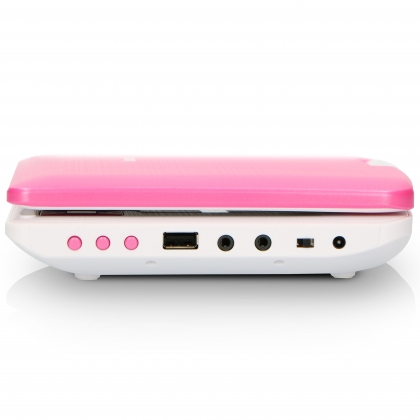 Draagbare 9" DVD-speler met USB-koptelefoon en montagebeugel Roze