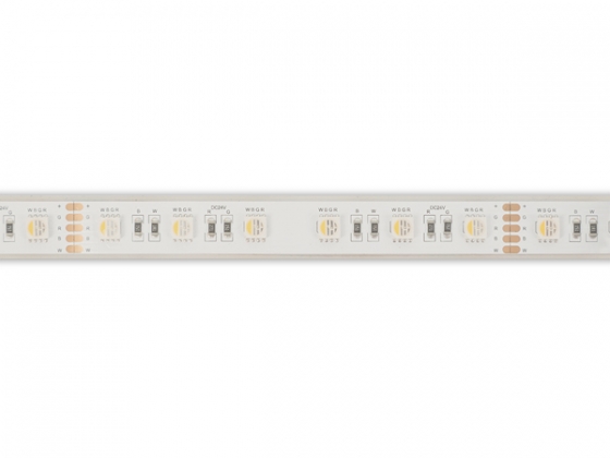 FLEXIBELE LEDSTRIP - 1 CHIP RGB EN WIT 2700K - 60 LEDs/m - 5 m - 24 V - IP68